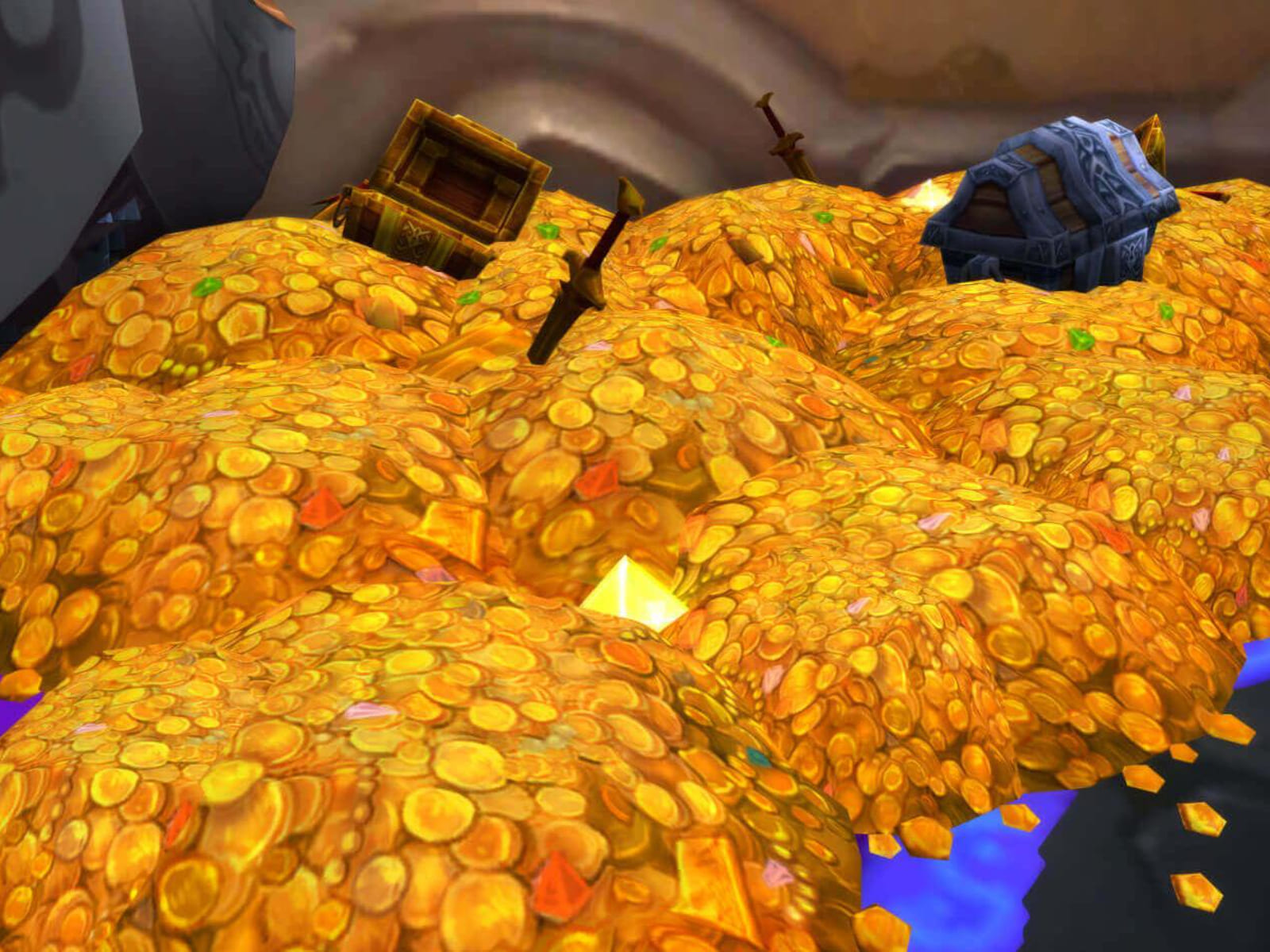 Золотая лежит на дне. Голда World of Warcraft. World of Warcraft золото. Горы золота World of Warcraft. Гора золота.